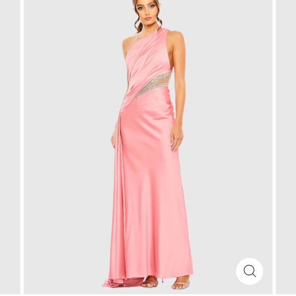 MAC DUGGAL SZ 6 ONE SHOULDER EMBELLISHED SATIN GOWN PROM FORMAL CORAL NWT - Picture 1 of 6